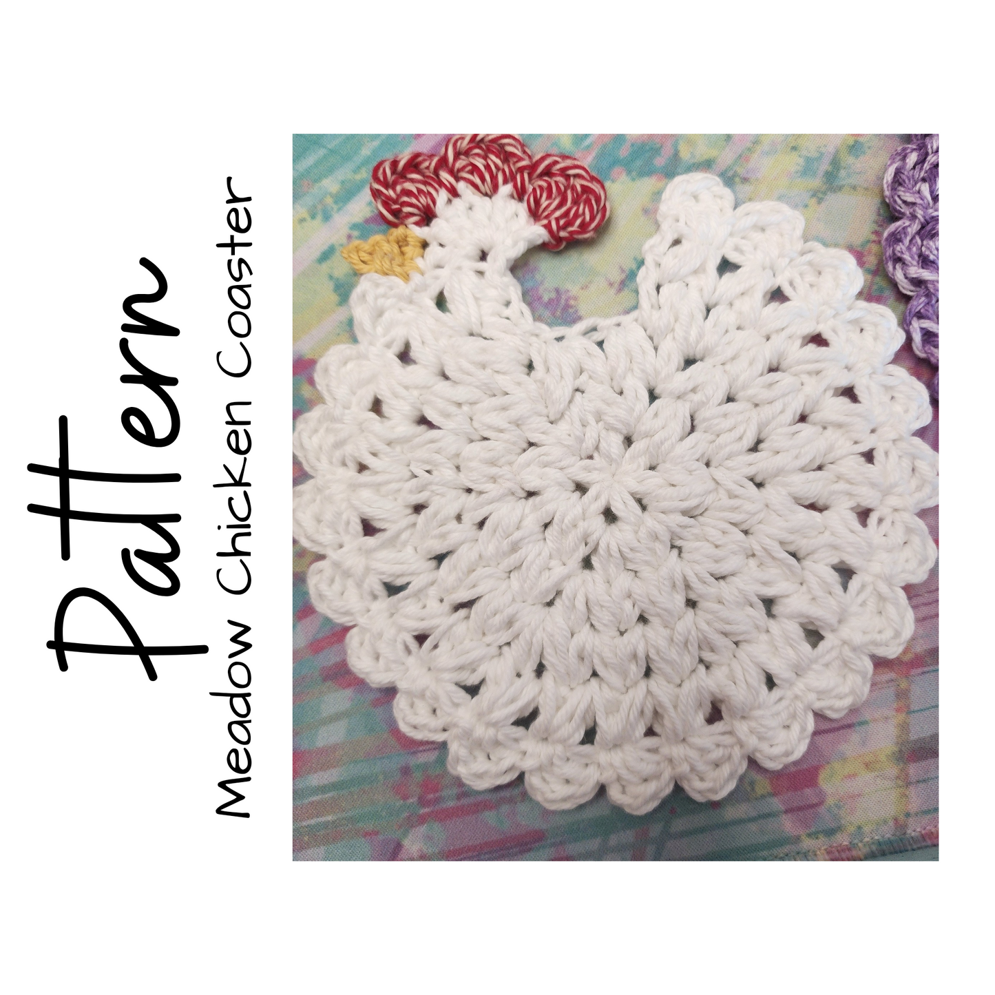 Crochet Pattern, Crochet Meadow Chicken Coaster, Crochet Coaster, Crochet Chicken Pattern, Crochet Chicken Coaster, Ltkcuties