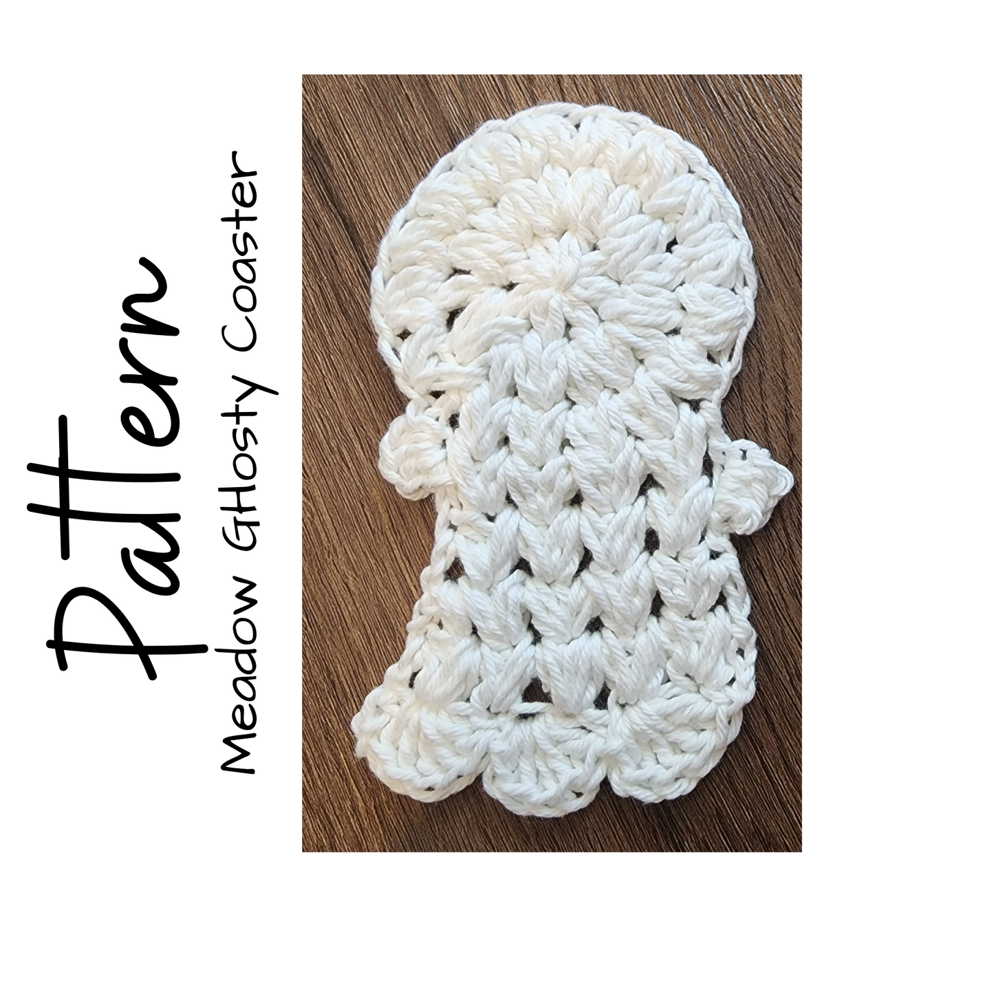 Crochet Pattern, Crochet Ghost Coaster, Crochet Halloween Pattern, Crochet Meadow Ghosty Coaster, Ltkcuties, Crochet Fall Decor,