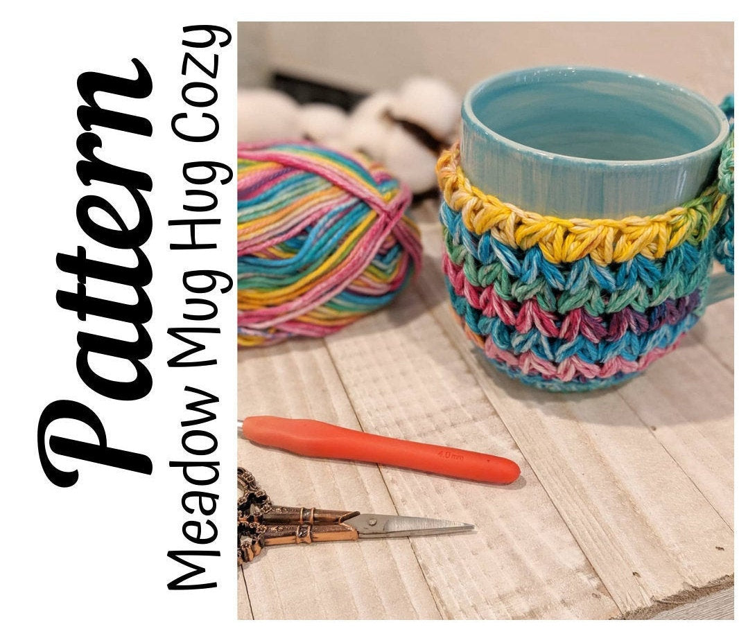 Crochet Pattern, Crochet Meadow Mug Hug Cozy PATTERN Only, Crochet Mug Cozy, Crochet Coffee Coaster, Ltkcuties, Crochet, DIGITAL DOWNLOAD