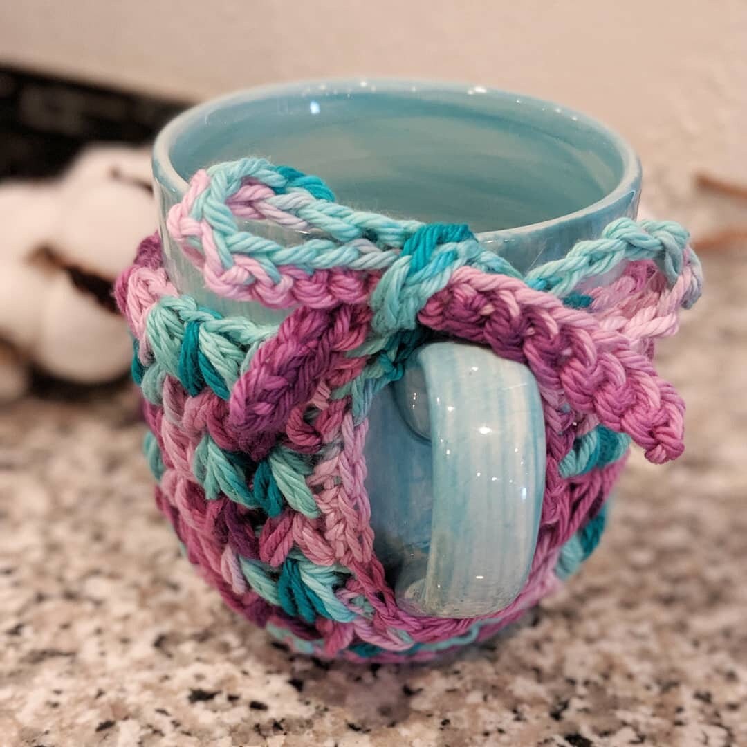 Crochet Pattern, Crochet Meadow Mug Hug Cozy PATTERN Only, Crochet Mug Cozy, Crochet Coffee Coaster, Ltkcuties, Crochet, DIGITAL DOWNLOAD