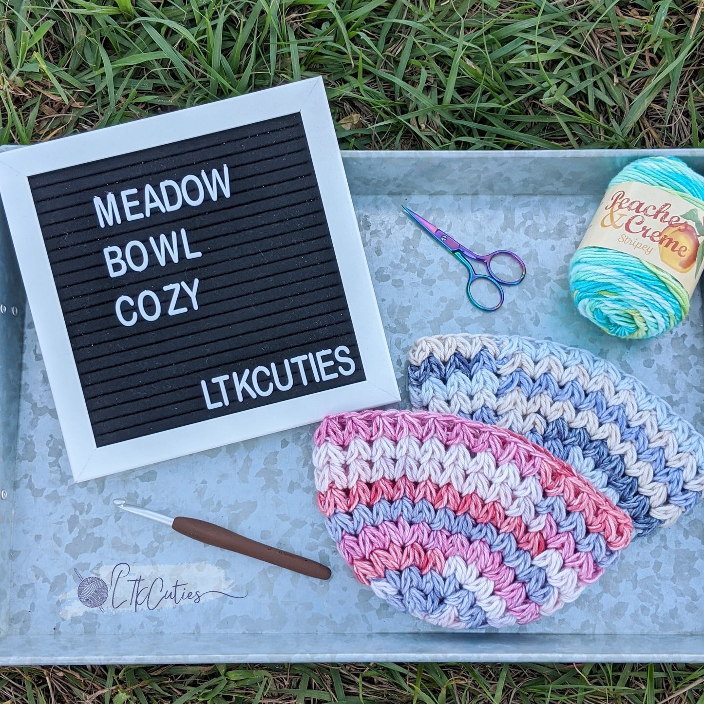 Crochet Pattern, Crochet Meadow Bowl Cozy, Crochet Bowl Holder, Crochet Food Holder, Ltkcuties, DIGITAL DOWNLOAD, Crochet Cotton Yarn