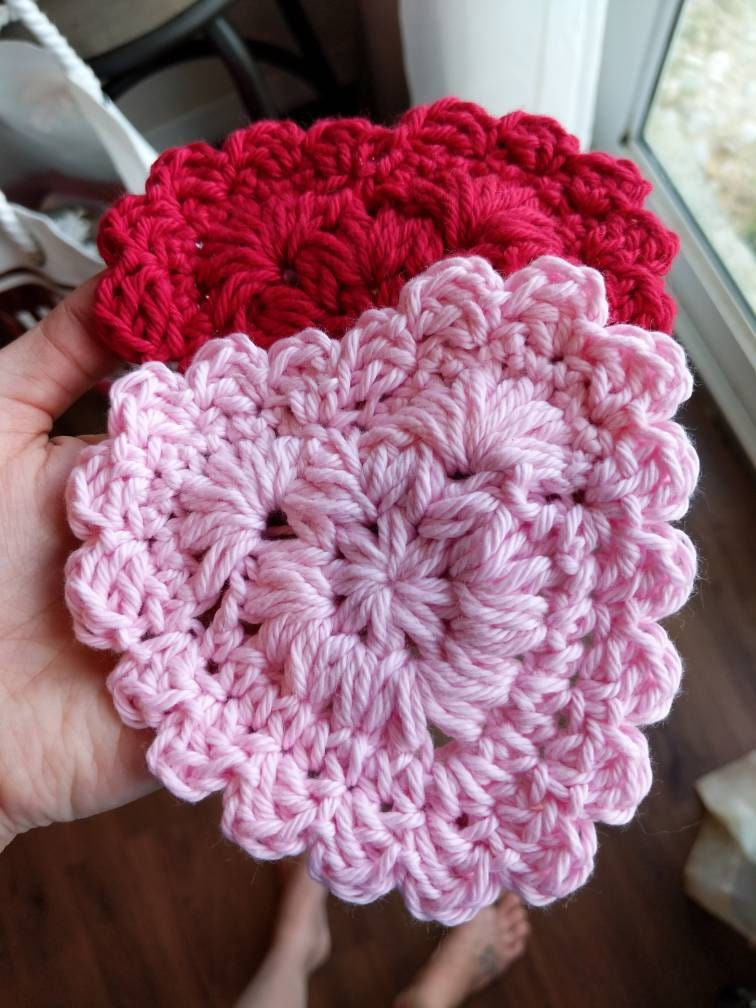 Crochet Pattern, Crochet Meadow Heart Coaster, Valentines Day, Crochet Heart, Ltkcuties, Crochet Vday, Crochet Coaster, DIGITAL DOWNLOAD PDF