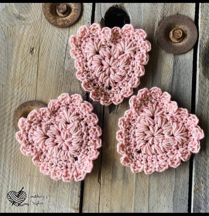Crochet Pattern, Crochet Meadow Heart Coaster, Valentines Day, Crochet Heart, Ltkcuties, Crochet Vday, Crochet Coaster, DIGITAL DOWNLOAD PDF