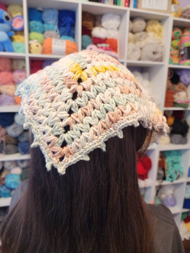 Crochet Pattern, Crochet Meadow Bandana, Crochet Kerchief, Crochet Headwrap, Crochet, Ltkcuties, DIGITAL DOWNLOAD ONLY