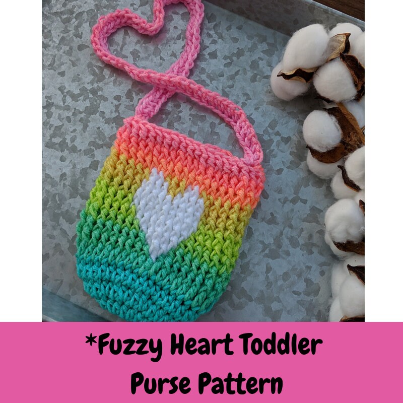 Crochet Pattern,Fuzzy Heart Toddler Purse PATTERN, Crochet Heart Purse, Crochet Rainbow Heart Purse, Crochet Purse Pattern, DIGITAL DOWNLOAD