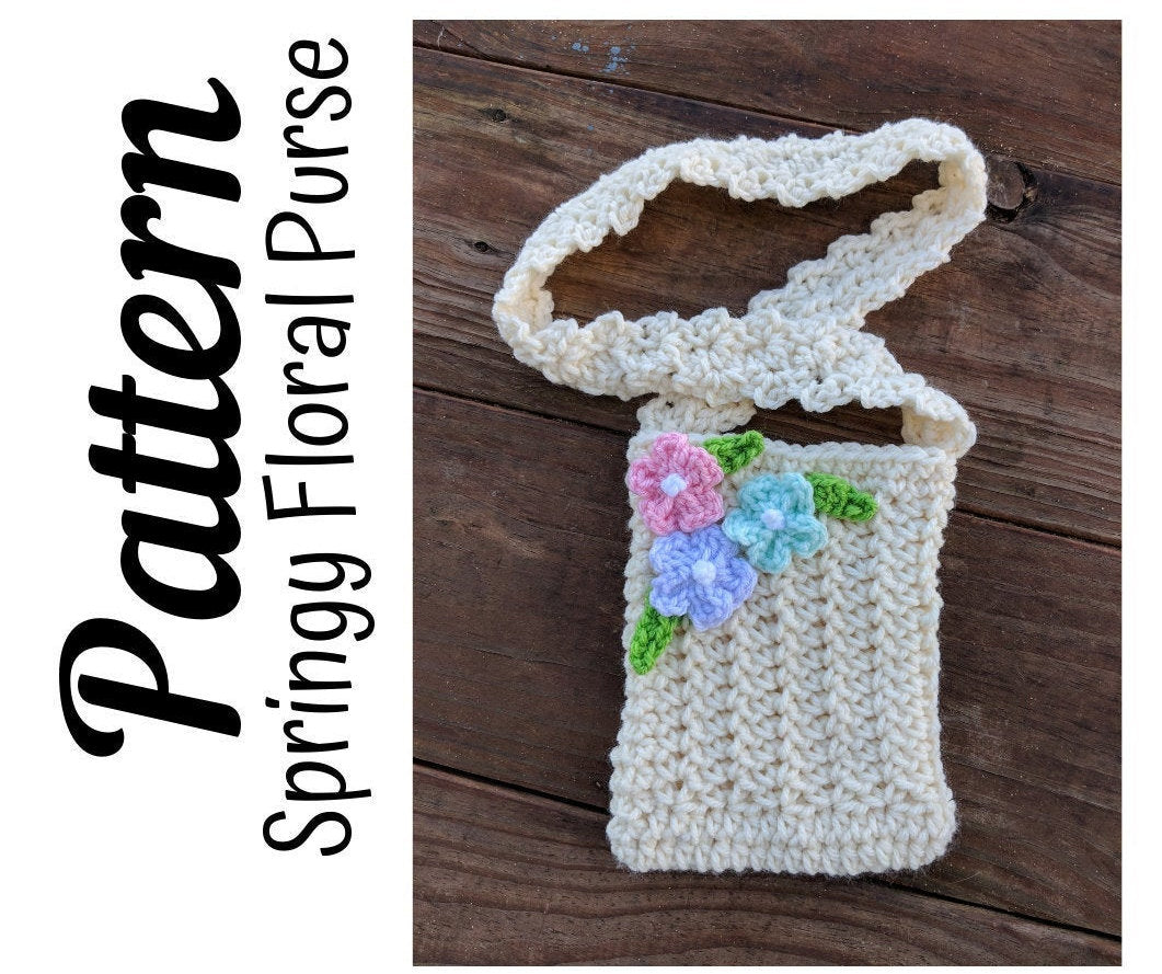 Crochet Pattern, Springy Floral Toddler Purse PATTERN Only, Ltkcuties, Crochet Floral Purse, Crochet Purse, DIGITAL DOWNLOAD, Crochet Bag