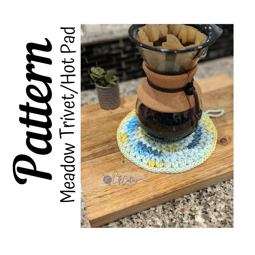 Crochet Pattern, Crochet Meadow Trivet PATTERN Only, Crochet Trivet, Crochet Hot Pad, Crochet Cotton, Ltkcuties, Crochet, DIGITAL DOWNLOAD