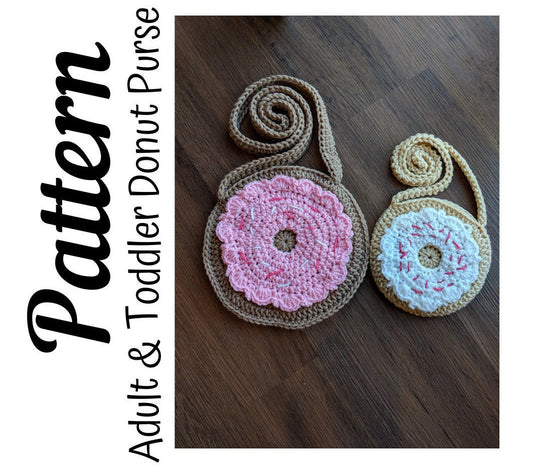 Crochet Pattern, Frosty Toddler/Adult Purse PATTERN Only, Crochet Donut Purse, Crochet Mommy and Me, Crochet Donut Purse, DIGITAL DOWNLOAD