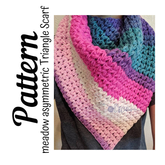 Crochet Pattern, Meadow Asymmetric Triangle Scarf PATTERN Only, Crochet Scarf, Crochet Triangle Scarf, Crochet, Ltkcuties, DIGITAL DOWNLOAD