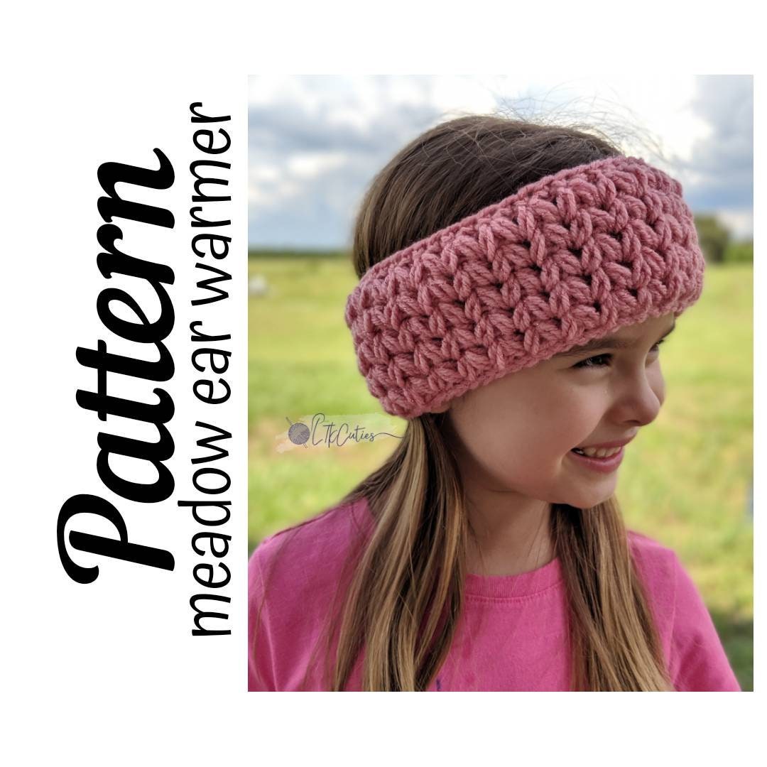 Crochet Pattern, Meadow Ear Warmer PATTERN Only, Crochet Ear Warmer, Crochet Headwrap, Crochet Winter, Ltkcuties, Crochet, DIGITAL DOWNLOAD