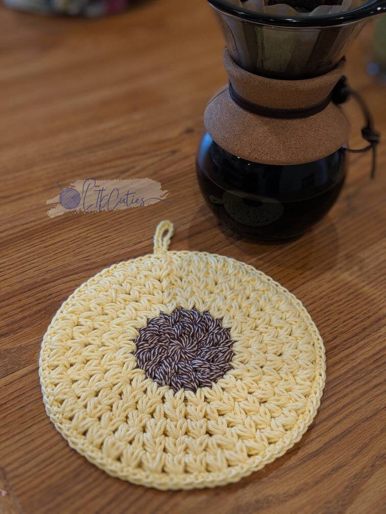 Crochet Pattern, Crochet Meadow Trivet PATTERN Only, Crochet Trivet, Crochet Hot Pad, Crochet Cotton, Ltkcuties, Crochet, DIGITAL DOWNLOAD