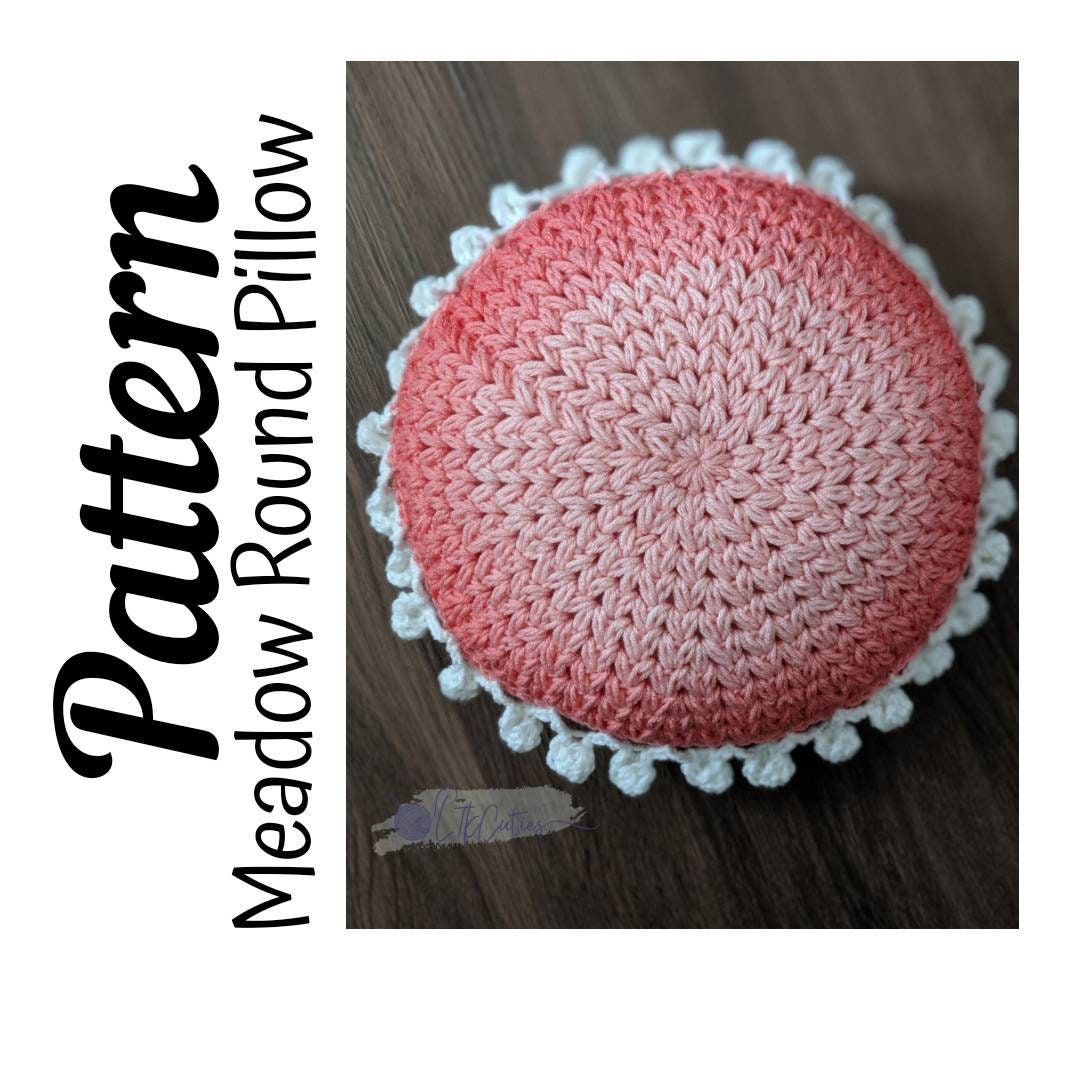 Crochet Pattern, Crochet Meadow Round Pillow PATTERN Only, Crochet Meadow Pillow, Crochet Pillow, Crochet Ombre, Ltkcuties, DIGITAL DOWNLOAD