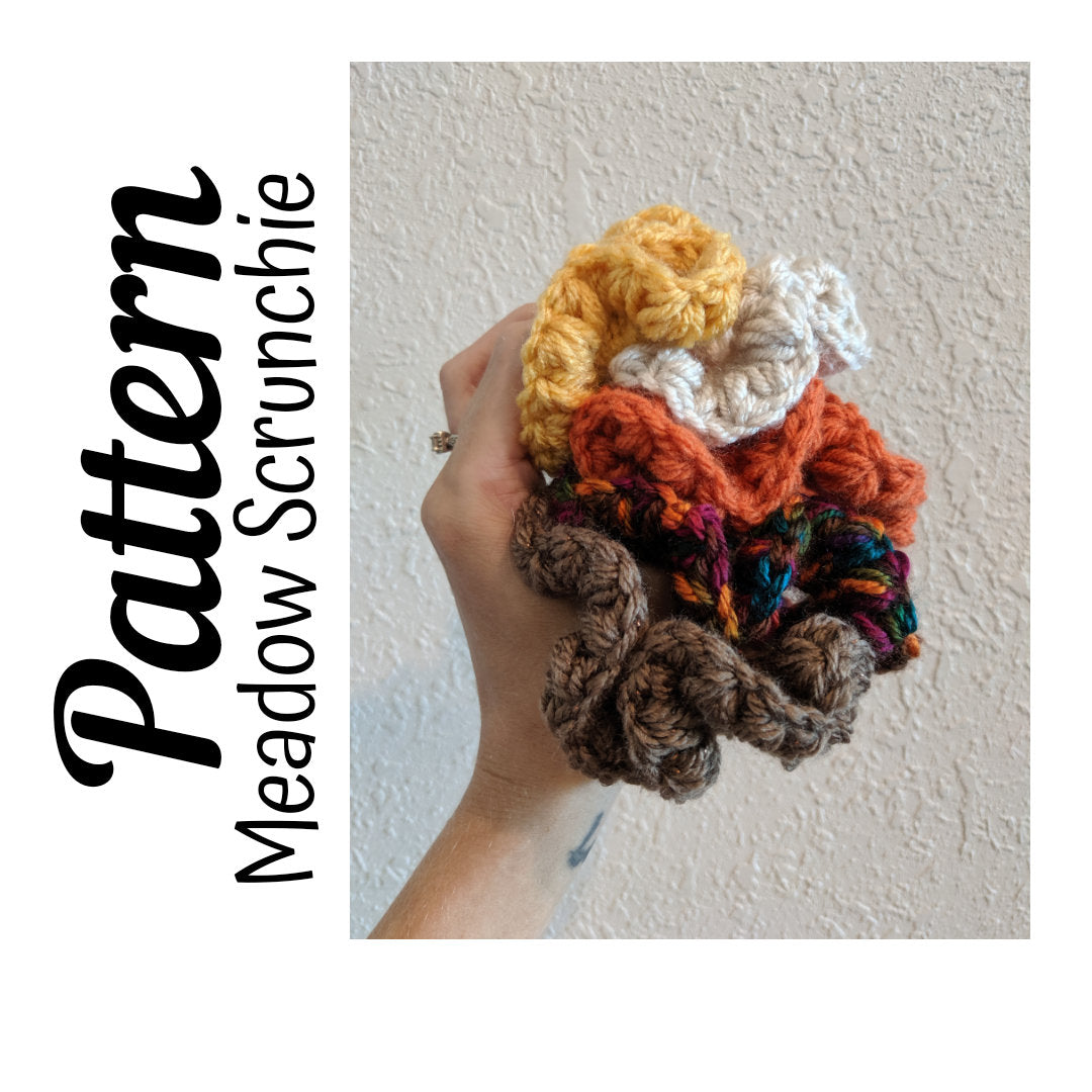 Crochet Pattern, Crochet Meadow Scrunchie PATTERN Only, Crochet Scrunchie, Crochet Hair Tie, Crochet, Ltkcuties, Crochet, DIGITAL DOWNLOAD