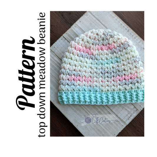 Crochet Pattern, Crochet Top Down Meadow Beanie PATTERN Only, Crochet Meadow Hat, Crochet Hat, Crochet Beanie, DIGITAL DOWNLOAD, Ltkcuties