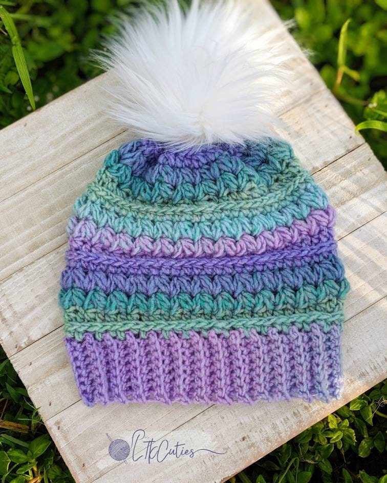 Crochet Pattern, The Lydia Beanie PATTERN Only, Crochet Beanie, Crochet Lydia Hat, Ltkcuties, Crochet Hat, Crochet Ombre, DIGITAL DOWNLOAD