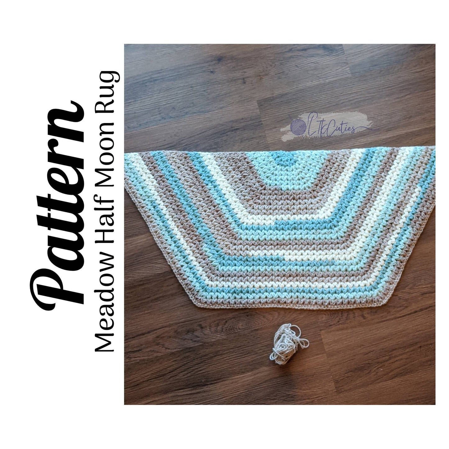 Crochet Pattern, Crochet Meadow Half Moon Rug, Crochet Rug, Rug Pattern, Handmade Rug, Ltkcuties, DIGITAL DOWNLOAD