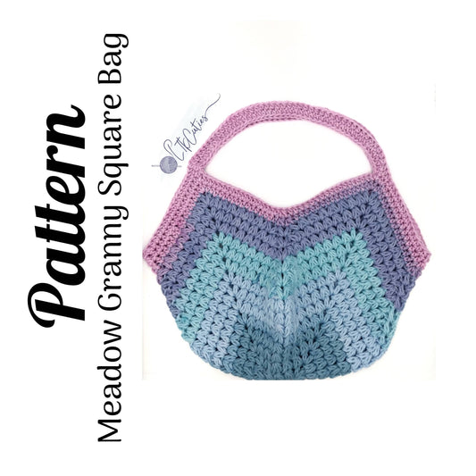 Crochet Pattern, Crochet Granny Square Bag, Crochet Meadow Granny Square Bag, Ltkcuties, DIGITAL DOWNLOAD, Crochet Beach Bag, Crochet Bag