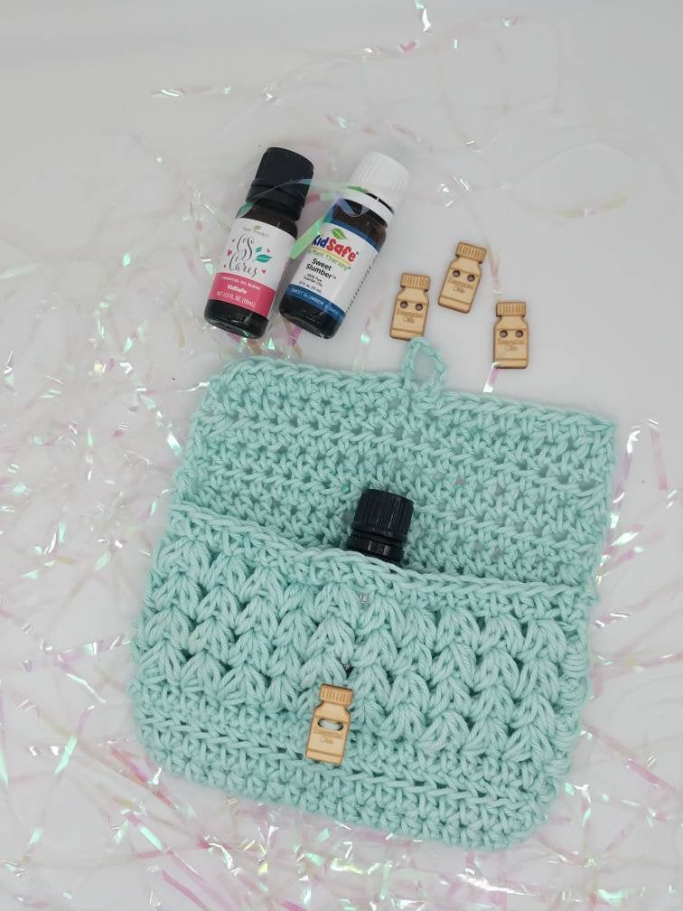 Crochet Pattern, Crochet Essential Oil Case, Crochet Meadow Essential Oil Travel Case, Ltkcuties, DIGITAL DOWNLOAD ONLY, Essential Oil Bag