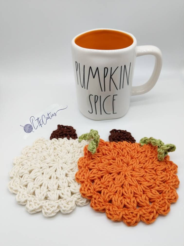 Crochet Pumpkin Coasters, Crochet Pumpkin, Crochet Pattern, Crochet Meadow Pumpkin Coasters, Ltkcuties, DIGITAL DOWNLOAD only.