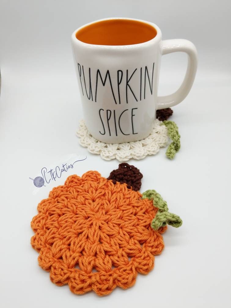 Crochet Pumpkin Coasters, Crochet Pumpkin, Crochet Pattern, Crochet Meadow Pumpkin Coasters, Ltkcuties, DIGITAL DOWNLOAD only.