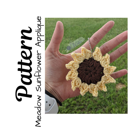 Crochet Pattern, Crochet Sunflower, Crochet Meadow Sunflower Applique, Crochet Applique Pattern, Sunflower, Ltkcuties, DIGITAL PATTERN ONLY