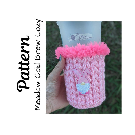 Crochet Pattern, Crochet Cold Brew Cozy, Crochet Ice Coffee Cozy, Crochet Meadow Cold Brew Cozy, Ltkcuties, DIGITAL DOWNLOAD ONLY