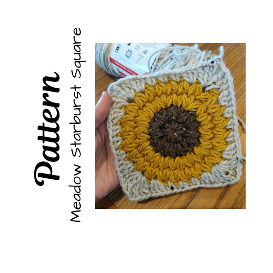 Crochet Pattern, Crochet Meadow Starburst Square, Crochet Sunflower, Crochet Sunflower Square, Ltkcuties, DIGITAL DOWNLOAD ONLY