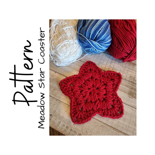 Crochet Pattern, Crochet Meadow Star Coaster, Crochet Star Coaster, Crochet Coaster, Crochet July 4th, Star, Ltkcuties, DIGITAL DOWNLOAD