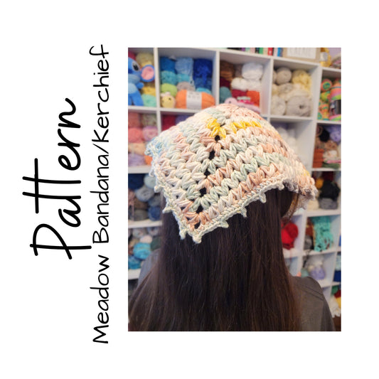 Crochet Pattern, Crochet Meadow Bandana, Crochet Kerchief, Crochet Headwrap, Crochet, Ltkcuties, DIGITAL DOWNLOAD ONLY